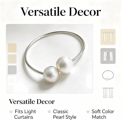 Curtain Tie with Sliver Clasps | Simple and Luxurious Design, Pearl Accents, Adjustable Buckles