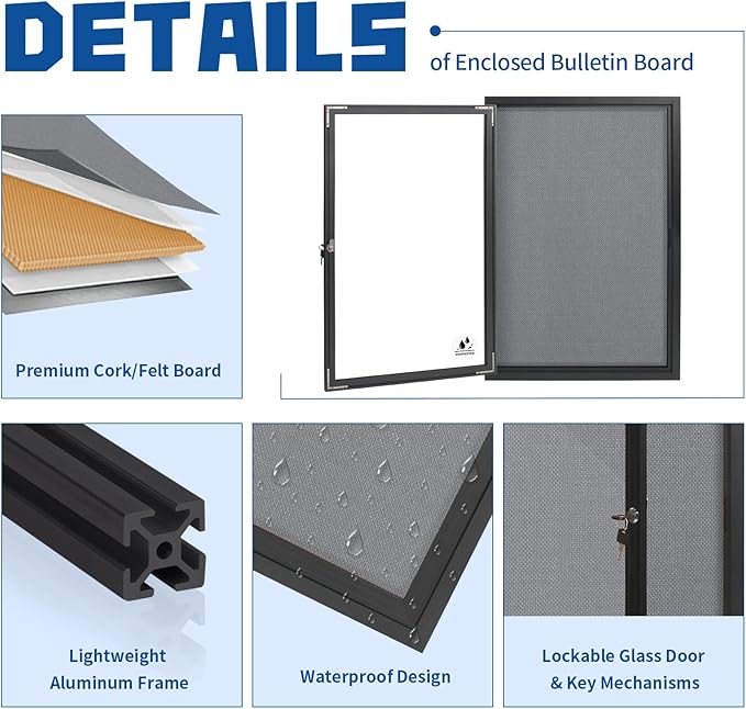 Outdoor Weatherproof Enclosed Fabric Bulletin Board, Noticeboard Case - Image 3