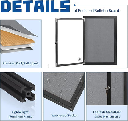 Outdoor Weatherproof Enclosed Fabric Bulletin Board, Noticeboard Case - Image 3
