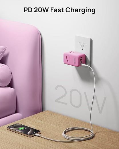 TROND Outlet Extender with USB C, 3 AC Outlet Splitter with 360 Rotation - Image 4