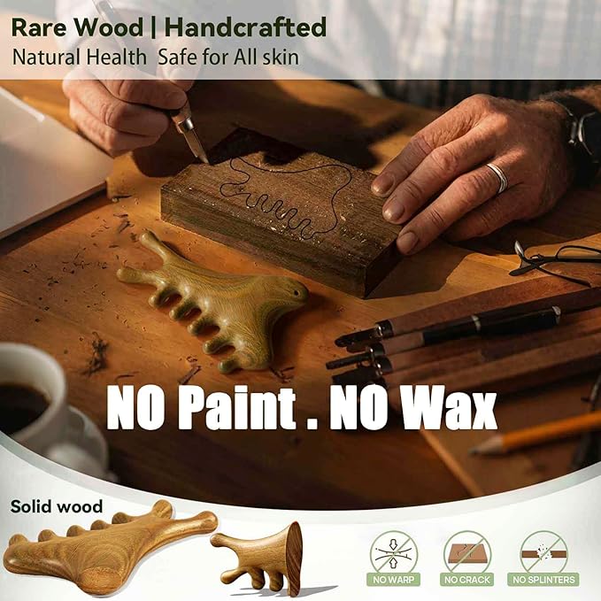 4-in-1 Wooden Gua Sha Tool for Face & Small Body, Scalp & Head Massage for - Image 9