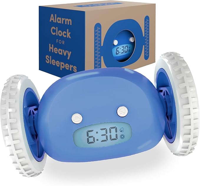 CLOCKY Extra Loud Alarm Clock for Heavy Sleepers on Wheels Rolls Runs Away by Clocky