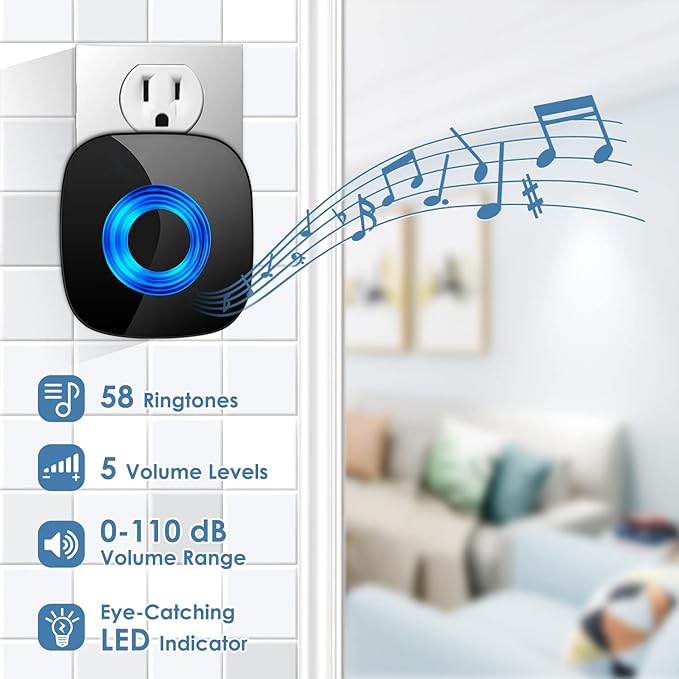 Wireless Doorbell, PHYSEN Classroom Door bell Chimes - Image 2