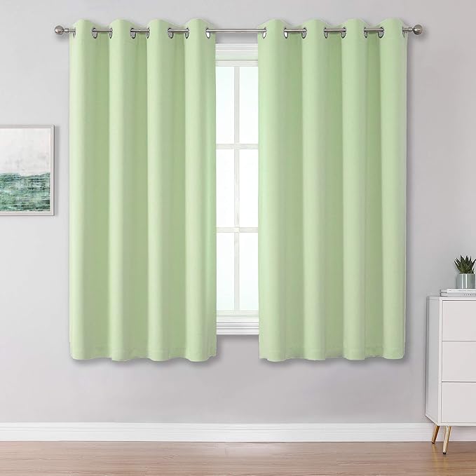 DUALIFE Light Green Blackout Curtain Panels/Drapes by DUALIFE