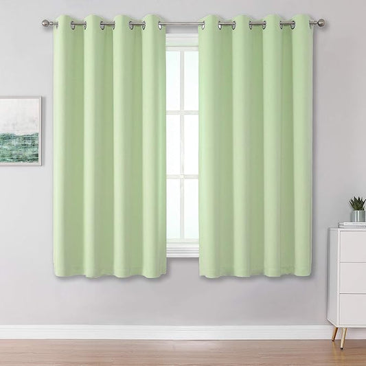 DUALIFE Light Green Blackout Curtain Panels/Drapes by DUALIFE