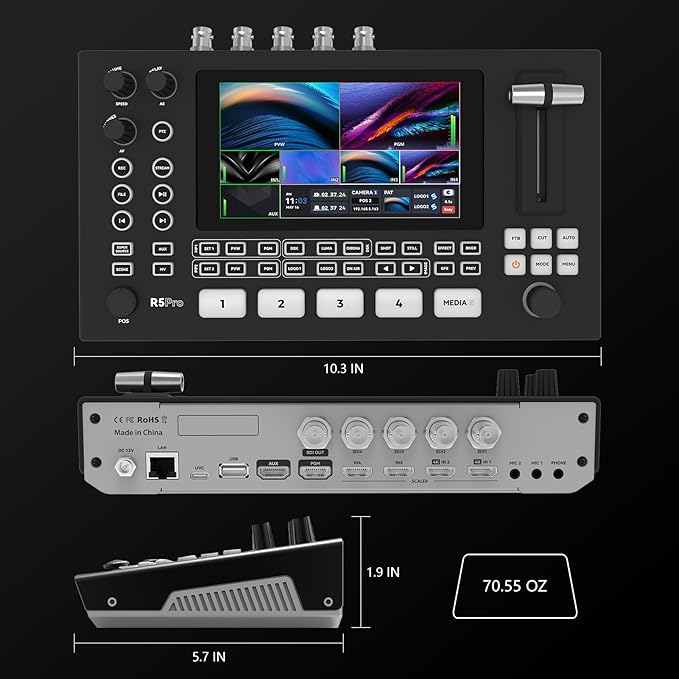 SPROLINK Neolive R5S PRO Professional Live Streaming Switcher, 5.5-inch Screen - Image 7