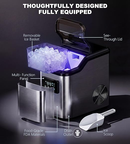 Nugget Ice Makers Countertop, Portable Pebble Ice Machine - Image 8