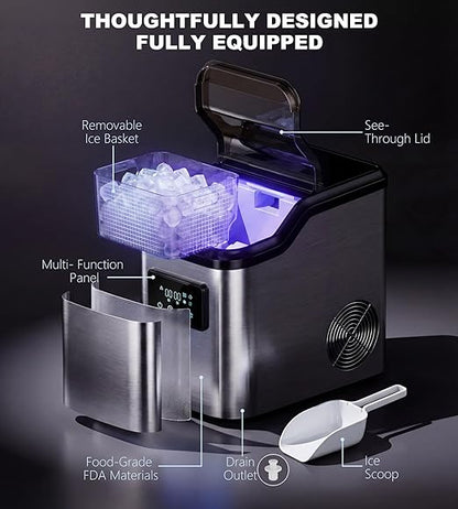 Nugget Ice Makers Countertop, Portable Pebble Ice Machine - Image 8
