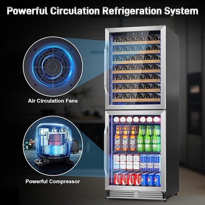24 Inch Wide Wine and Beverage Refrigerator, 2 IN 1 Dual Zone Wine Cooler - Image 5