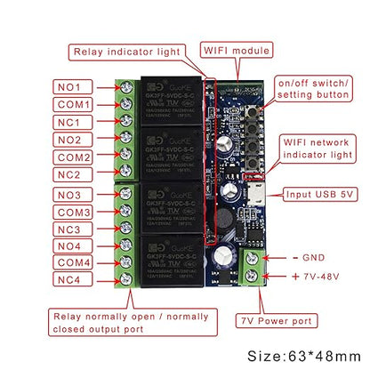 Ewelink WiFi Wireless Smart Relay Module USB 5v 4 Channel Inching Self-Lock - Image 2