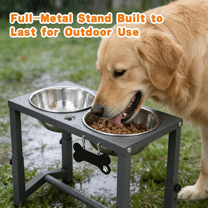 Elevated Dog Bowls, 4 Height Adjustable Metal Raised Bowl Stand - Image 4