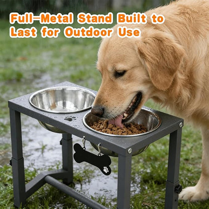 Elevated Dog Bowls, 4 Height Adjustable Metal Raised Bowl Stand - Image 4