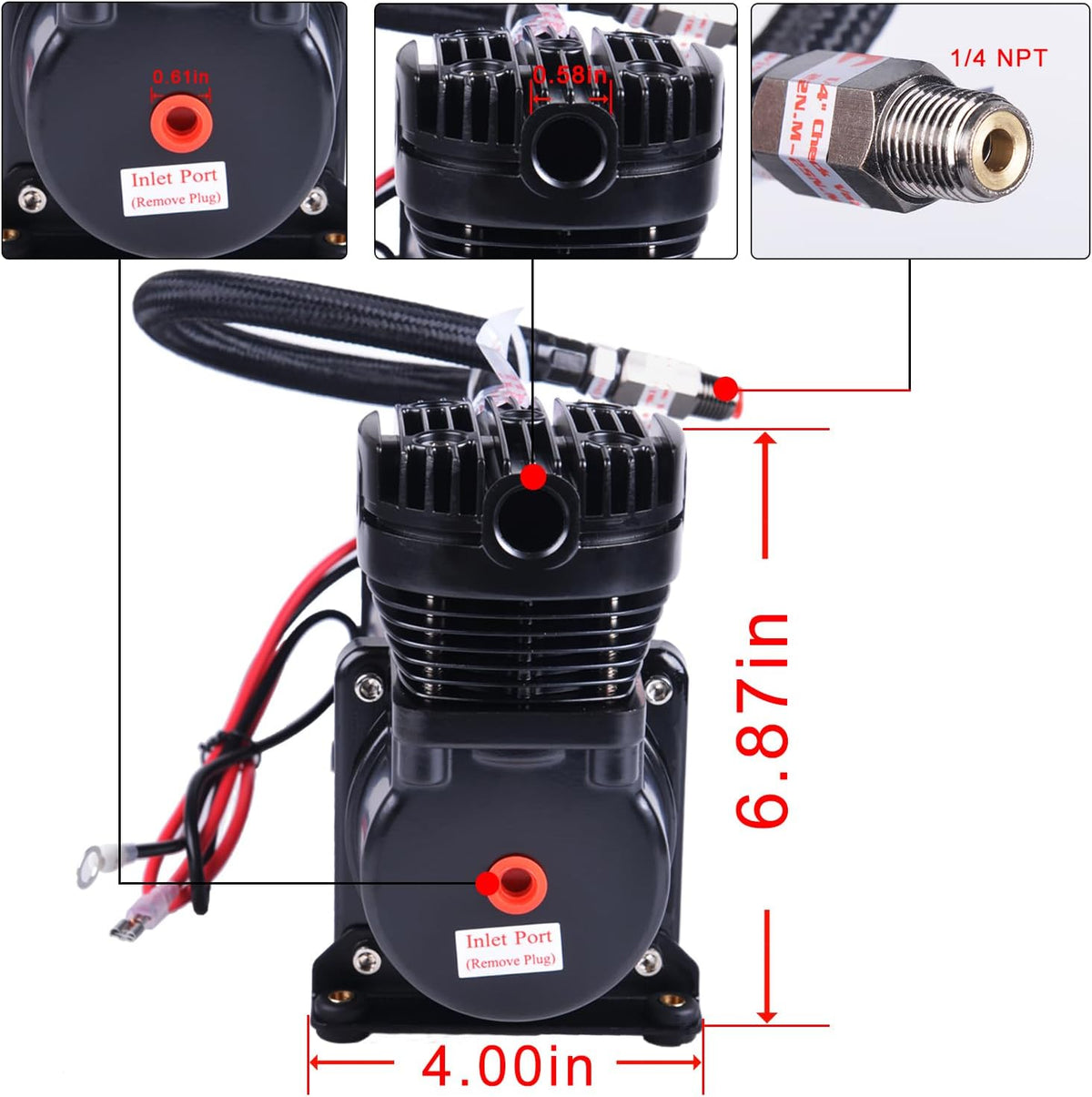 3 Gallon Air Tank with 200PSI Air Compressor for Suspension/Air Ride/Bag/Car ...