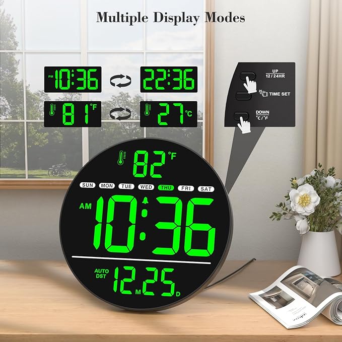 WallarGe Large Digital Wall Clock - Image 5