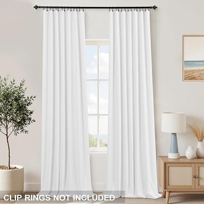 KOUFALL White Linen Textured Blackout Curtains 108 Inches Long - Image 3