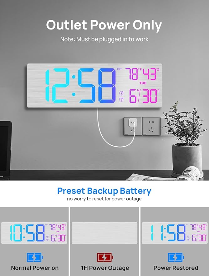 18.5" Large Digital Wall Clock - Image 9