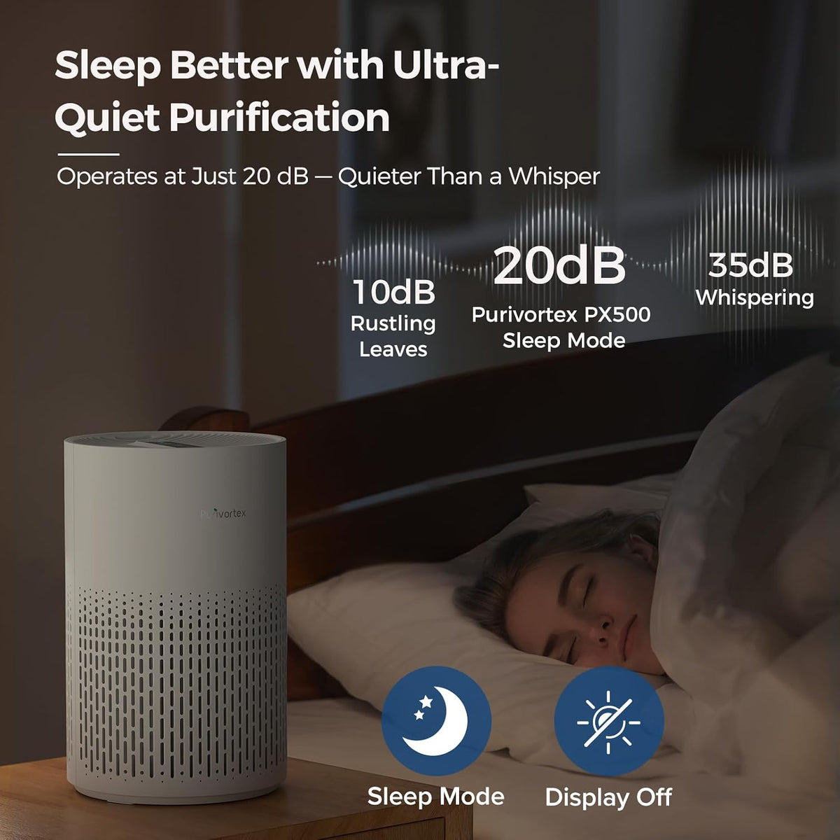 purivortex air purifiers for home, covers up to showing dimensions