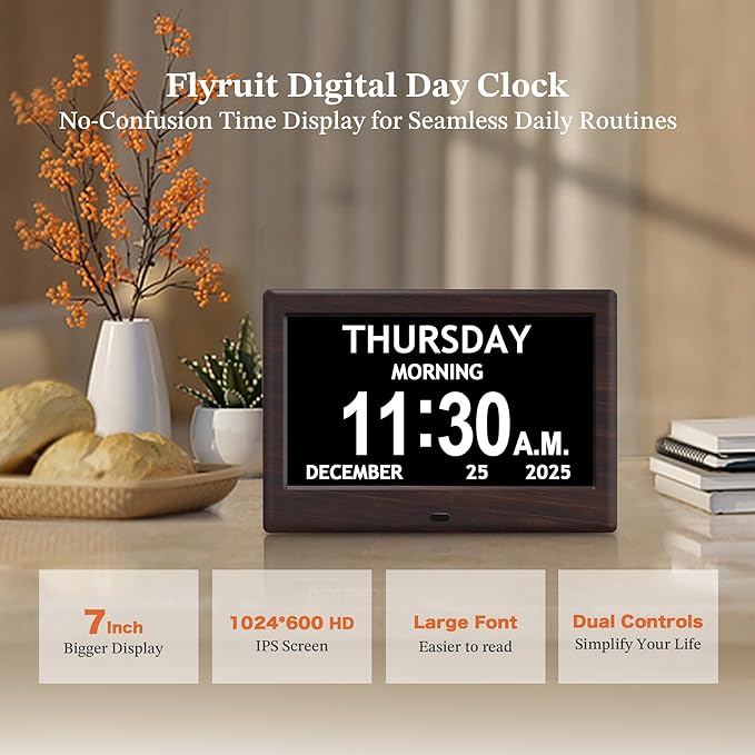 7'' Dementia Clock For Seniors, Large Display Digital Clock - Image 2
