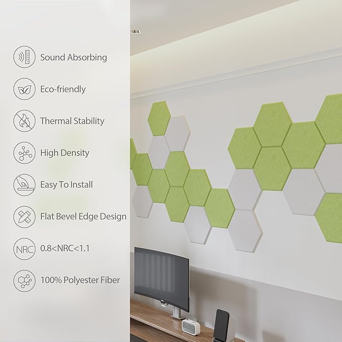 Amantech 12 Pack Acoustic Panels Self Adhesive Sound Proof Foam, High Density - Image 5