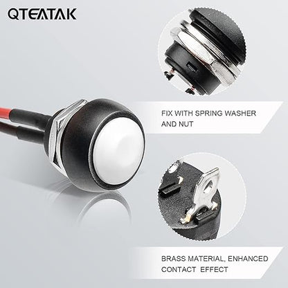 QTEATAK 1/2" Pre-Wired Mounting Hole On/Off White Mini Round Waterproof - Image 3