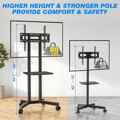rfiver rolling tv stand with laptop shelf, mobile, close-up detail
