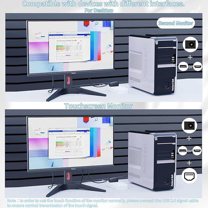 Touchscreen Gaming Monitor 27 Inch 4K UHD IPS Computer Monitor, Ultra-Thin Bezel - Image 5