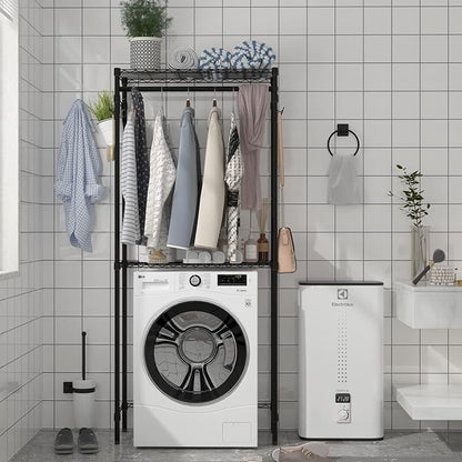 Xiofio Washer and Dryer Storage Shelf, Clothes Drying Rack, 2 Tier Adjustable - Image 2