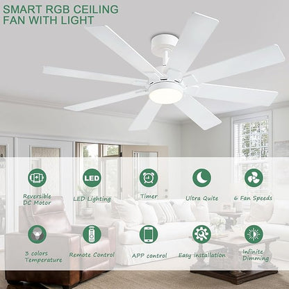 KNUN 48 Inch White Ceiling Fans - Image 2