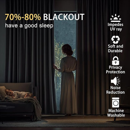 JIUZHEN Stone Blue Blackout Curtains - Image 4
