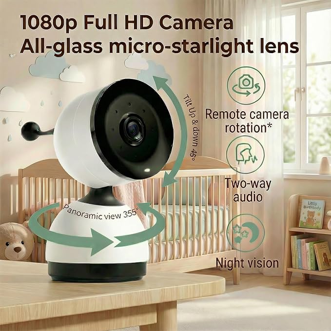 Smart Baby Monitor with 1080P Camera, Night Vision, 2-Way Audio & Cry Detection - Image 4