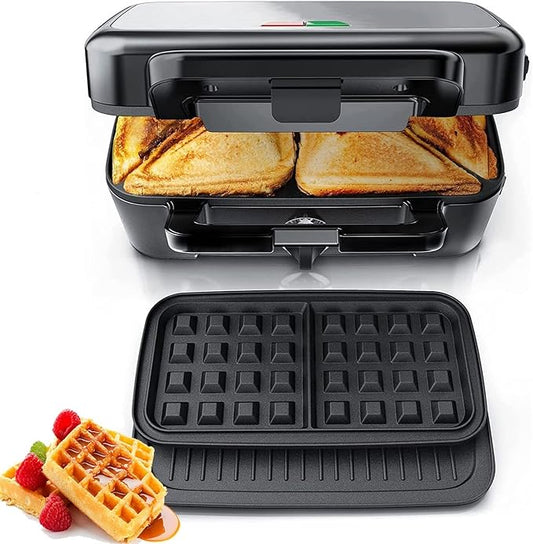 FOHERE Sandwich Maker 3 In 1 Waffle Maker by HOME