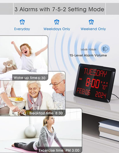 Digital Clock Large Display 11.5", Calendar Clock - Image 5