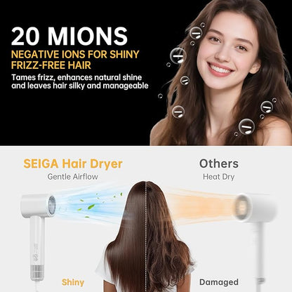 Hair Dryer with Nozzle- Negative Ionic Blow Dryer, AI Smart Thermo-Control with - Image 4