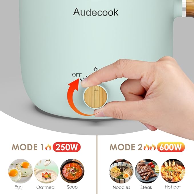 Audecook Hot Pot Electric with Steamer, 1.5L Portable Nonstick Mini Multicooker - Image 5