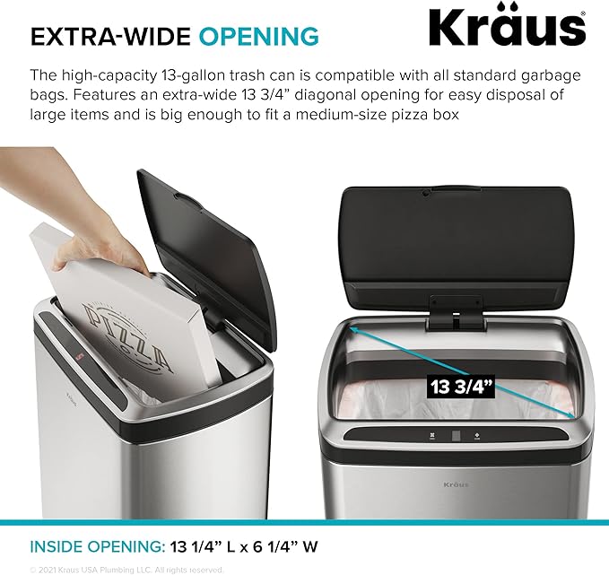 Kraus GarbagePro Rectangular 13 Gallon Hands-Free Motion Sensor Trash Can - Image 9