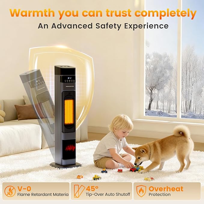 Auertech 31" Space Heater with Humidifier, 3 in 1 Electric Space Heater with 3D - Image 5
