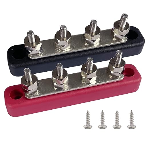 4 x #10 Studs Bus Bar, Ampper 4.2" Power/Ground Distribution Block Brass - Image 3