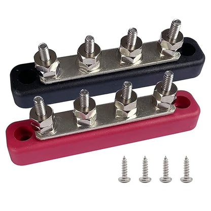 4 x #10 Studs Bus Bar, Ampper 4.2" Power/Ground Distribution Block Brass - Image 3
