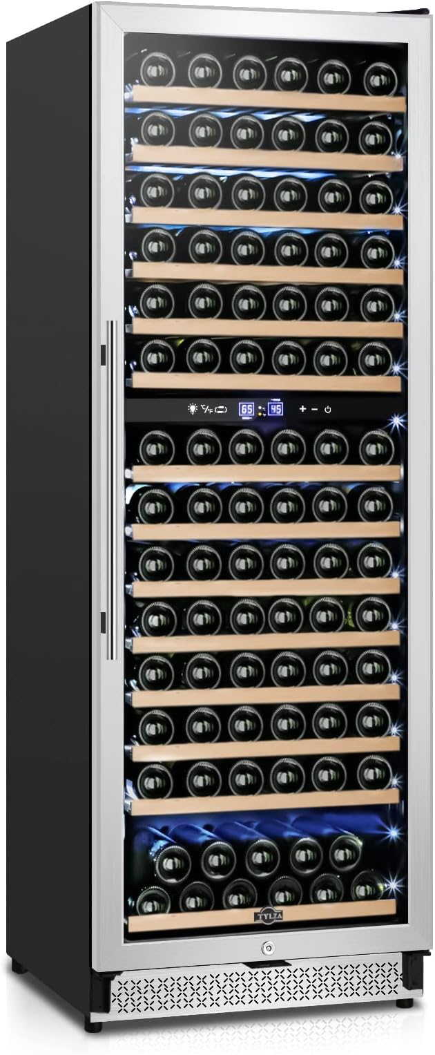 Tylza 24 Inch Wine Fridge Dual Zone, 180 Bottles Wine Cooler Refrigerator by TYLZA