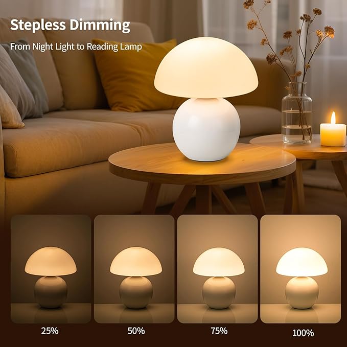 Mushroom Table Lamp, Ceramic Base - Image 3