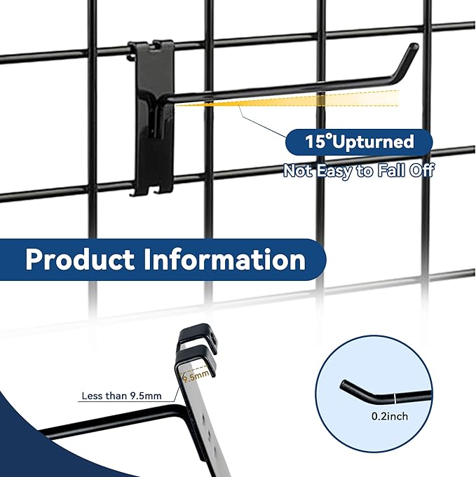 Alyoen Gridwall Hooks 4in, Metal Display Hooks - Image 2