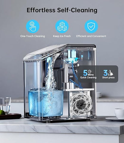 WIE Nugget Ice Maker Countertop 40LBS/24H, Chewable Pellet Ice Makers 8 Mins - Image 4