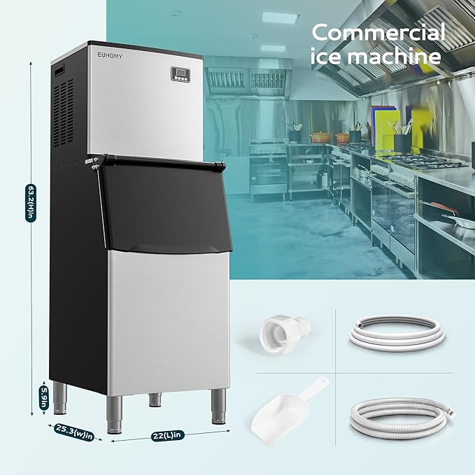 EUHOMY Commercial Ice Maker Machine 500Lbs/24H, SECOP Compressor&ETL Approval - Image 7