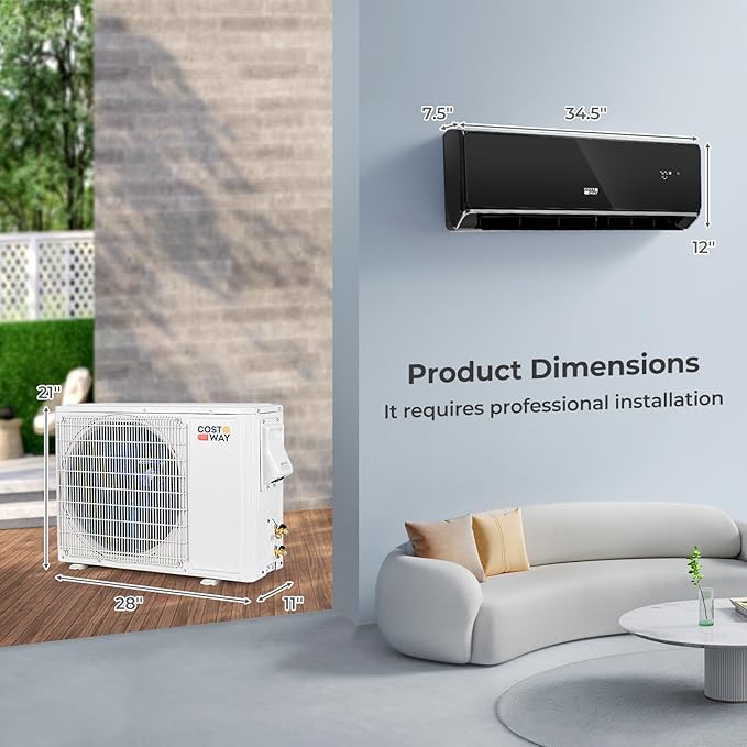 COSTWAY 12000 BTU Wifi Enabled Mini Split Air Conditioner & Heater, 22 SEER2 - Image 9