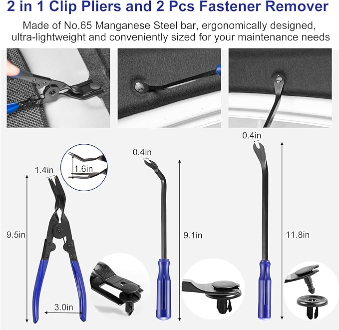 Trim Removal Tool Kit 250Pcs Car Removal Tool Kit Pry Tool Set Auto Clip Pliers - Image 4