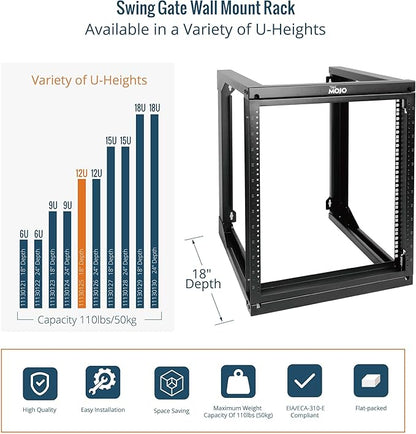 Tecmojo 12U Wall Mount Server Rack, Open Frame Network Rack - Image 5