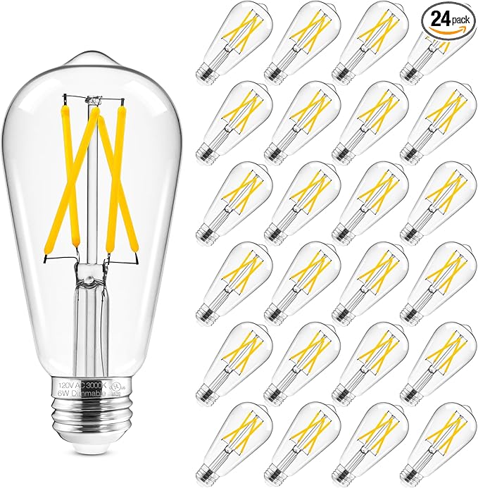 Hizashi Vintage Led Edison Bulbs Dimmable, 6W Equivalent 60W, E26 Base Light by HIZASHI