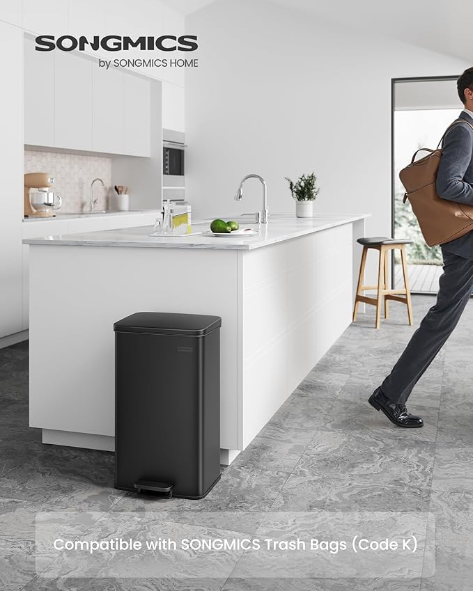 SONGMICS Kitchen Trash Can, 10.5 Gallon Garbage Can, Large Step Trash Bin - Image 2