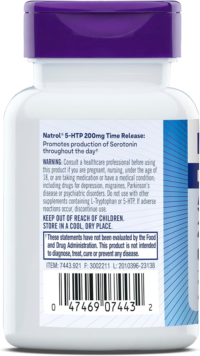 Natrol 5-HTP 200mg Dietary Supplement to Support a Balanced Mood, 60 Time - Image 8