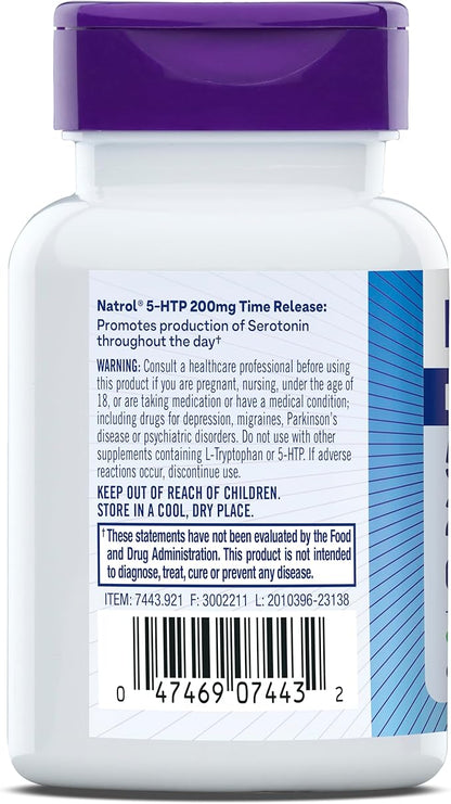 Natrol 5-HTP 200mg Dietary Supplement to Support a Balanced Mood, 60 Time - Image 8
